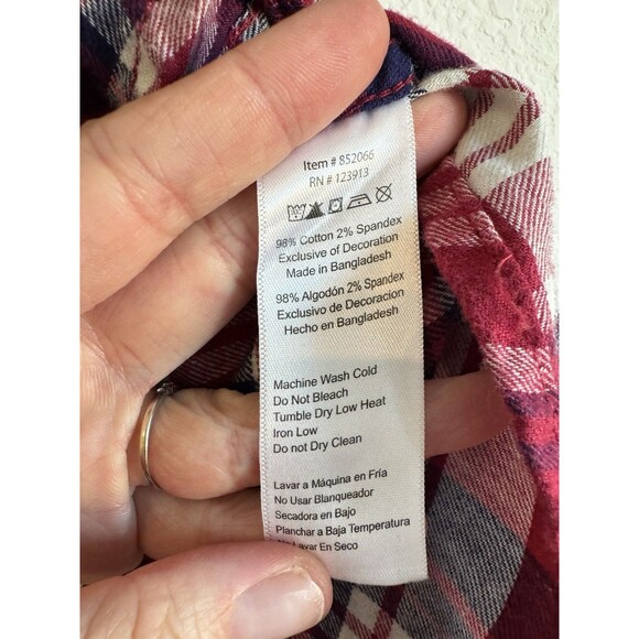 Jachs Girlfriend Women's Red Plaid Long Sleeve Pearl Snap Button Down Shirt M - Picture 8 of 11